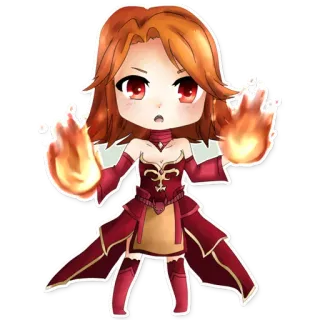 😐 autocollant, chibi, feu, mage, dessin animé telegram sticker