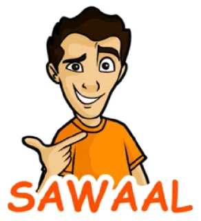 😌 SAWAAL cartone animato, domanda, uomo, che punta whatsapp sticker