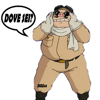 😑 DOVE SEI? porco rosso, anime, porco, desenho animado, onde você está telegram sticker
