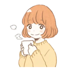 ☕ Anime, Dziewczyna, Kawa, Słodkie, Kreskówka, Napój, Kawaii telegram sticker