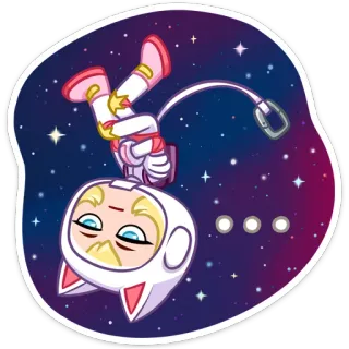 😔 кот, астронавт, космос, мультфильм, наклейка, звезды telegram sticker