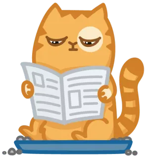 📰 cat, reading, newspaper, cute, orange telegram sticker