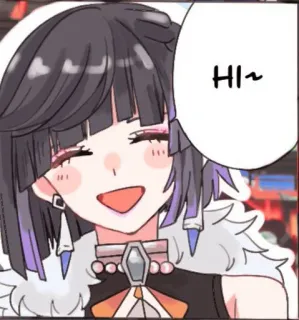 🧿 HI~ Anime, Manga, Hoạt hình, Dễ thương, Cô gái, Chào telegram sticker