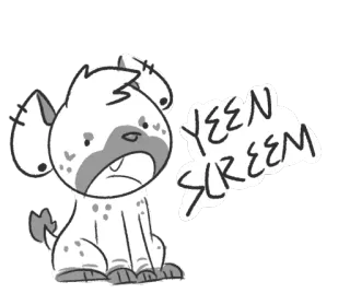 👎 YEEN SCREEM hiena, kreskówka, krzyczeć, zwierzę, mem, yeen telegram sticker
