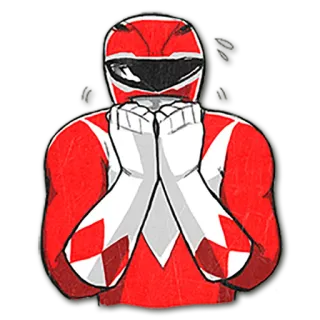 😱 Red Power Ranger Power Rangers ranger, hero, tv, red, helmet telegram sticker