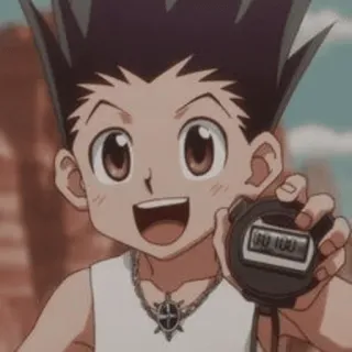 🌿 Gon Freecss Hunter x Hunter animé, garçon, chronomètre, dessin animé, souriant telegram sticker