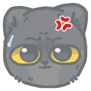 😥 злой, кот, мультфильм, расстроенный, питомец, животное, эмодзи whatsapp sticker