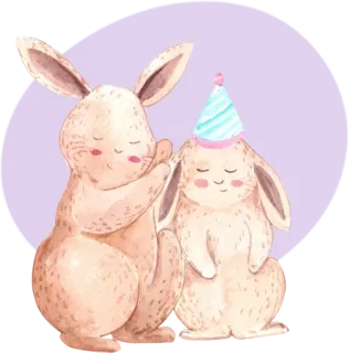 ♥️ Hase, Kaninchen, süß, Party, Geburtstag, Cartoon whatsapp sticker
