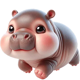 🏃 ippopotamo, carino, animale, cartone animato, illustrazione, cucciolo ippopotamo whatsapp sticker