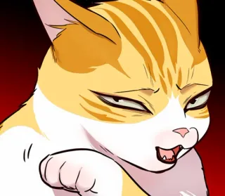 🐈 gato, felino, animal, naranja atigrado, enojado, dibujos animados telegram sticker