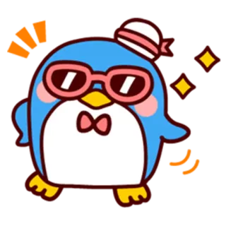 😎 penguin, cute, cartoon, glasses, kawaii, animal telegram sticker