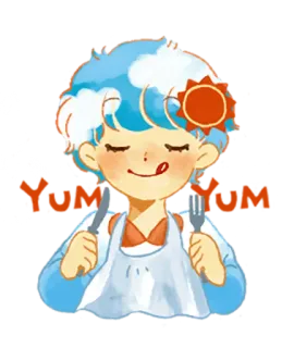 😋 Yum Yum Essen, niedlich, Cartoon, Figur, Dessert, Essen telegram sticker
