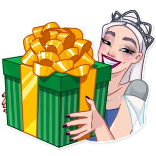 🎁 mulher, presente, prenda, laço, coroa, sorrindo, loira, tiara telegram sticker