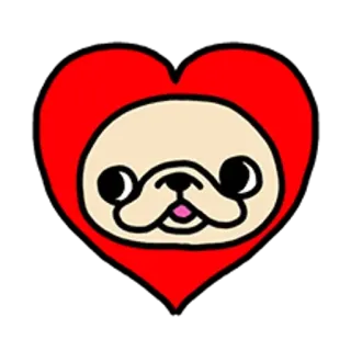🐶 carlino, cane, cuore, carino, animale, cartone animato telegram sticker
