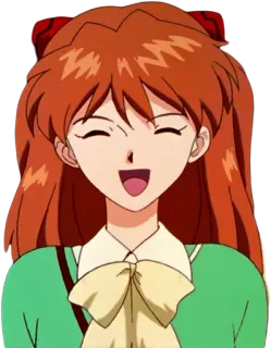 😀 Asuka Langley Sohryu Neon Genesis Evangelion anime, cartoon, smiling, character, portrait, girl, red hair telegram sticker