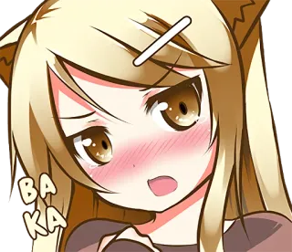😞 BAKA 动漫, 漫画, 笨蛋, 尴尬, 可爱, 卡通, 御宅族 whatsapp sticker