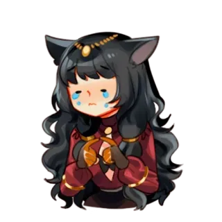 😢 Девочка-кошка, Аниме, Манга, Плачет, Грустный, Каваий, Чиби telegram sticker