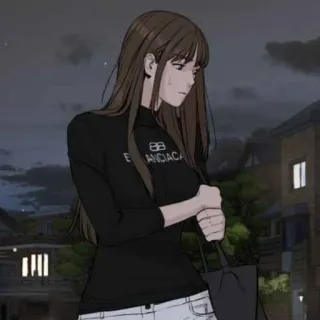 🌸 BALENCIAGA vrouw, lang haar, balenciaga, mode, anime, manga, stijlvol telegram sticker