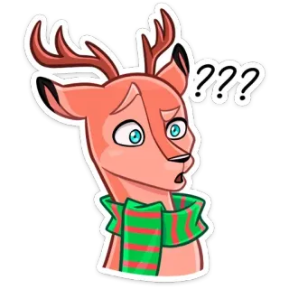❓ ??? 鹿, 動物, はてなマーク, 混乱, ステッカー, 漫画 telegram sticker