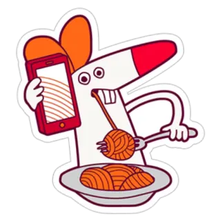 🍳 sticker, cartoon, food, smartphone, spaghetti, humor, digital art whatsapp sticker