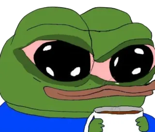 ☕️ Pepe the Frog Pepe, grenouille, mème Internet, mème, émotionnel, kawaii, mignon whatsapp sticker