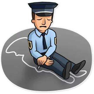 😥 policeman, police, crime scene, outline, sad telegram sticker