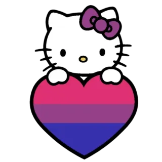 ❤️ Hello Kitty Hello Kitty, бисексуал, бисексуальный флаг, ЛГБТ, Sanrio, сердце telegram sticker