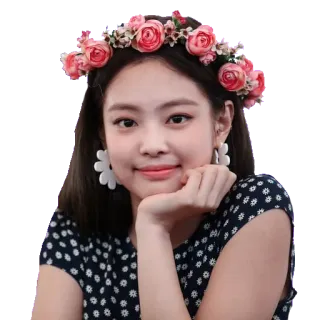 😊 Jennie Kim K-pop, Blackpink, zangeres, bloemenkrans, Jennie telegram sticker