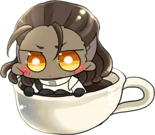 😐 Аниме, Кофе, Милый, Каваий, Мультфильм, Чиби telegram sticker