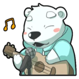 🎼 Bär, Cartoon, Musik, Gitarre, Singen, Mikrofon, Fröhlich, Süß telegram sticker