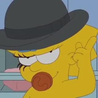 😉 Lisa Simpson The Simpsons 리사 심슨, 심슨 가족, 만화, 가운데 손가락, 모자, 제스처 telegram sticker