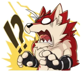 😱 Furry, Lupo, Arrabbiato, Scioccato, Cartone animato, Adesivo telegram sticker