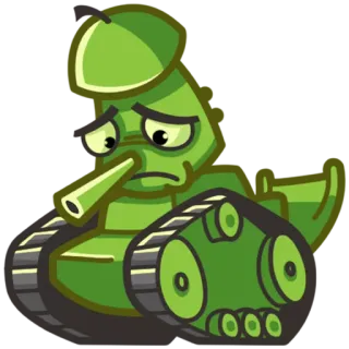 😔 panzer, cartoon, fahrzeug, militär, traurig, grün whatsapp sticker