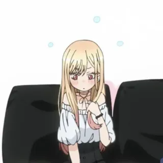 😳 Marin Kitagawa My Dress-Up Darling anime, ragazza, carina, arrossire, seduta telegram sticker