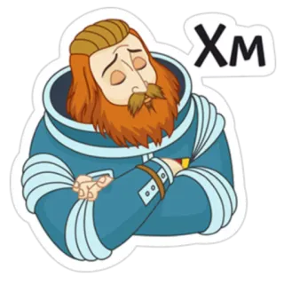 ☹️ ХМ man, roodharig, denken, nadenken, twijfel, hm telegram sticker