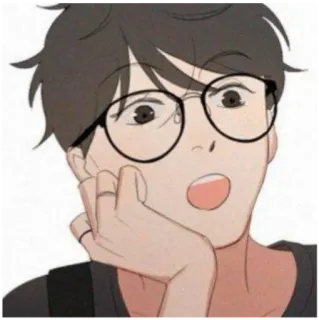 😯 Kreskówka, Mężczyzna, Okulary, Portret telegram sticker