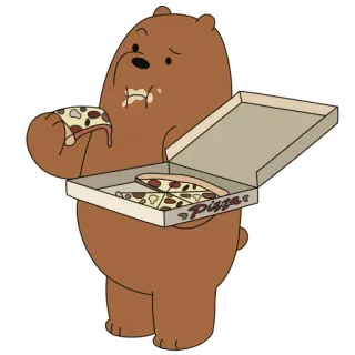 🍕 Grizz We Bare Bears PIZZA orso, pizza, cibo, cartoni animati, We Bare Bears telegram sticker