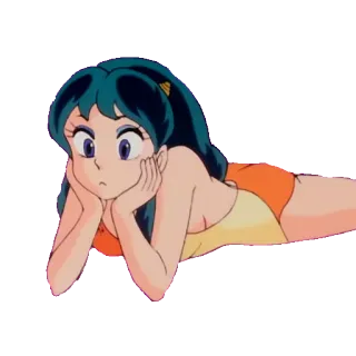 🤔 Lum Urusei Yatsura อนิเมะ, มังงะ, ลัม, Urusei Yatsura, น่ารัก, การ์ตูน telegram sticker