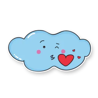 😘 wolke, herz, kuss, niedlich, kawaii, cartoon, himmel, liebe whatsapp sticker