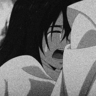 ⛓ crying, sad, anime, black and white, emotional, despair telegram sticker