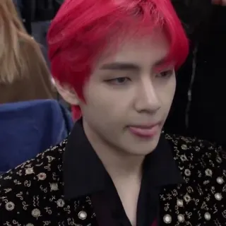 🎭 V K-Pop, penyanyi, rambut merah, pria, idola, BTS telegram sticker