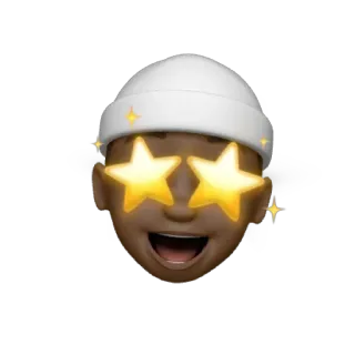 🤩 emoji, rosto, olhos de estrela, feliz, preto, homem telegram sticker