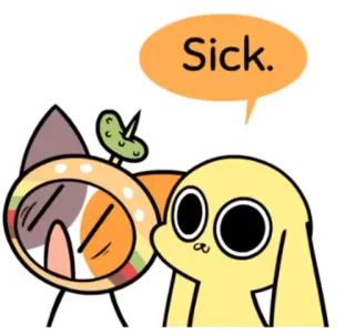 🙃 Sick. dibujo animado, enfermo, cómic, personaje telegram sticker