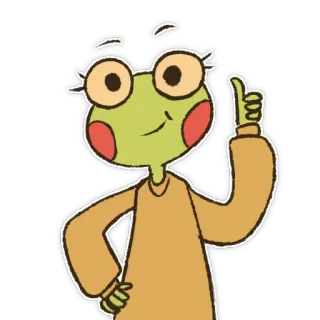 👍 kikker, dier, cartoon, sticker, duim omhoog, positief telegram sticker