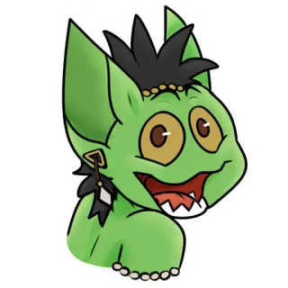 😀 xanh lá cây, quái vật, bông tai, hoạt hình, sinh vật telegram sticker