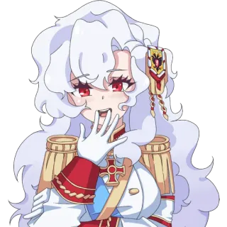😏 アニメ, 軍服, 白髪, 赤い目 telegram sticker