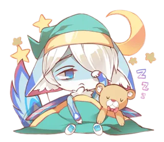 😪 endormi, nuit, mignon, dessin animé, ours en peluche, étoiles, lune whatsapp sticker