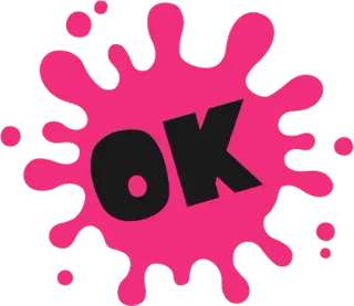 🆗 OK OK, розовый, брызги, надпись whatsapp sticker