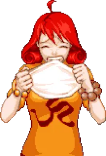 😨 Maya Fey Ace Attorney Anime, Cartoon, Videospiel, lächelnd, hungrig telegram sticker
