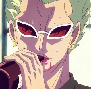 🦩 Donquixote Doflamingo One Piece อนิเมะ, วันพีซ, โจรสลัด, ดื่ม telegram sticker